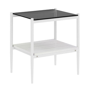 English Elm Coffee Table Set Of 3 With Gray Tempered Glass & Mdf Shelf - Modern Living Room End Tables W241S00041