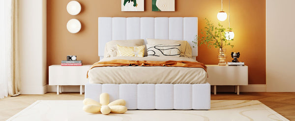 English Elm Full Size Linen Upholstered Platform Bed with Hydraulic Lift Storage and Foam Headboard N708P201551K