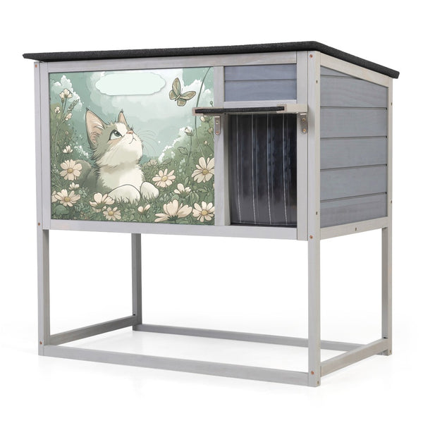 English Elm 2-tier Pine Rabbit Hutch on Wheels with Ramp Removable Tray and Openable Roof W2181P356242