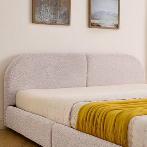 English Elm King Upholstered Storage Bed Curved Headboard Circle Yarn Fabric Modern Minimalist Frame Pink W487S00472