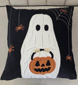 English Elm Halloween Ghost Throw Pillow - Adorable Pumpkin Bucket Design For Cozy Seasonal Decor & Comfort B357P360664