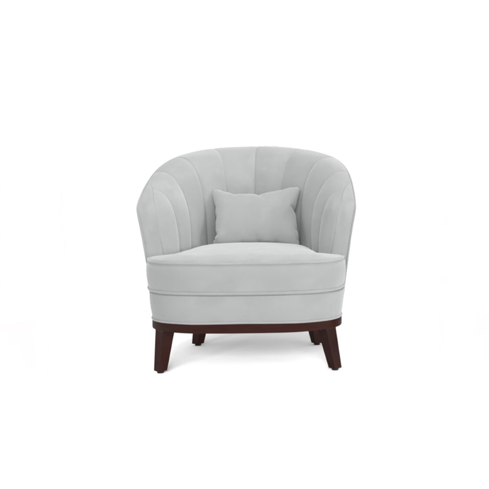 English Elm 1pc Barrel Accent Chair Channel-tufted Velvet Upholstery Mid-century Bedroom Lounge Seat Light Gray B011P479015