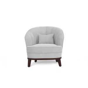 English Elm 1pc Barrel Accent Chair Channel-tufted Velvet Upholstery Mid-century Bedroom Lounge Seat Light Gray B011P479015