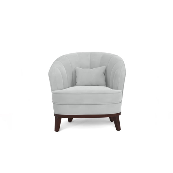 English Elm 1pc Barrel Accent Chair Channel-tufted Velvet Upholstery Mid-century Bedroom Lounge Seat Light Gray B011P479015