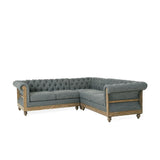 Christopher Knight Home® - Noble House - Voll Chesterfield Tufted Fabric 5 Seater Sectional Sofa with Nailhead Trim