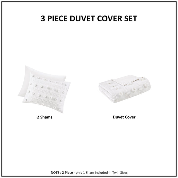 JLA Home Intelligent Design - Clip Jacquard pompom Duvet Cover Set — textured clip jacquard design, OEKO-TEX, antimicrobial care 90 L x 68 W x 0.13H ID12-2190