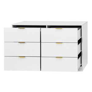 English Elm Simply Modern 6-Drawer Dresser with Spacious Drawers, Durable Engineered Wood, Sleek Minimalist Design White W409P307585