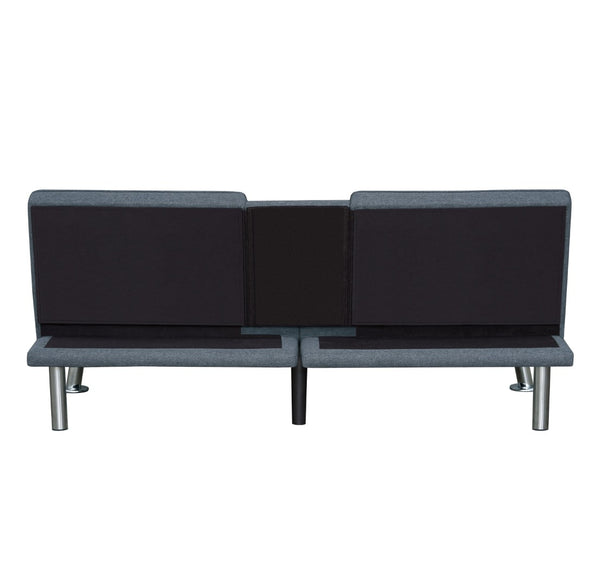 English Elm Modern Tufted Charcoal Futon Sofa Bed with Usb Charging and Built-in Cupholders B011P484416