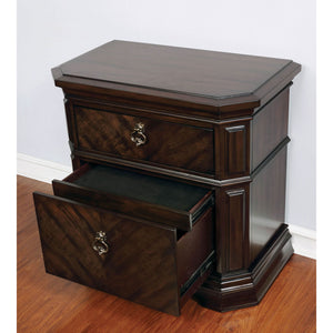 English Elm Espresso Stately Nightstand with Faux Wood Grain, Antique Bronze Pulls, 2 Drawers, 30"W x 29.5"H B011P402039