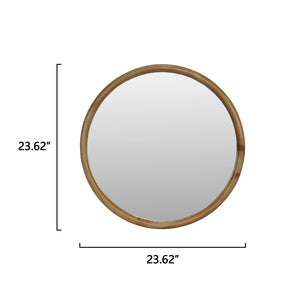 English Elm Round Wood Framed Wall Mirror - 26.77" Natural Decorative Mirror For Elegant Spaces & Timeless Style W2295P389103-GIGA