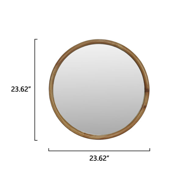 English Elm Round Natural Wood Circle Wall Mirror Scandinavian Minimalist Accent for Any Room W2295P457193