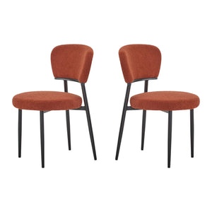 English Elm Christopher Knight Home® - Upholstered Modern Dining Chair Set of 2 with Soft Fabric Seats, Sturdy Metal Legs for Comfort & Style Black+Orange N772P242368O