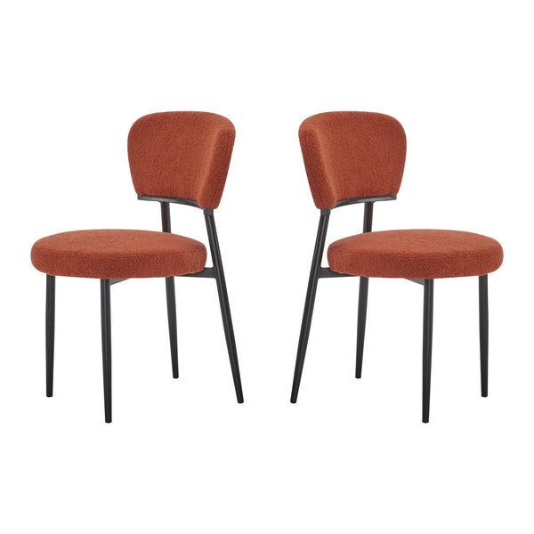 English Elm Christopher Knight Home® - Upholstered Modern Dining Chair Set of 2 with Soft Fabric Seats, Sturdy Metal Legs for Comfort & Style Black+Orange N772P242368O