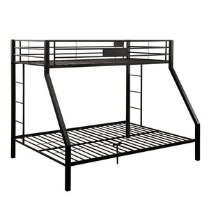 English Elm Sandy Sandy Black Twin XL/Queen Bunk Bed Stacked Metal Frame, Built-In Double Ladder & Guardrail B062S00469