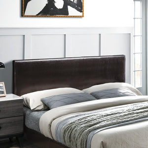 English Elm Modern Faux Leather Upholstered Bed Queen Size with Adjustable Headboard, Low-Profile Slat Support Frame, Sleek Contemporary Design Brown,Espresso 61 L x 31 W x 4 H B011P395416