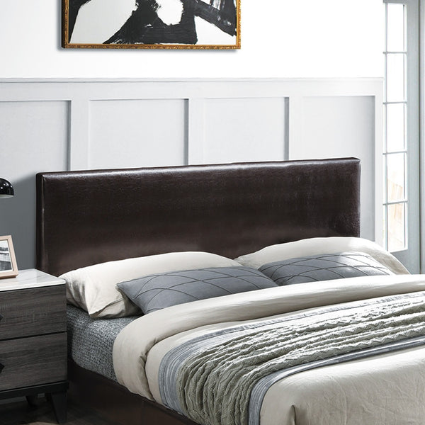 English Elm Modern Faux Leather Upholstered Bed Queen Size with Adjustable Headboard, Low-Profile Slat Support Frame, Sleek Contemporary Design Brown,Espresso 61 L x 31 W x 4 H B011P395416