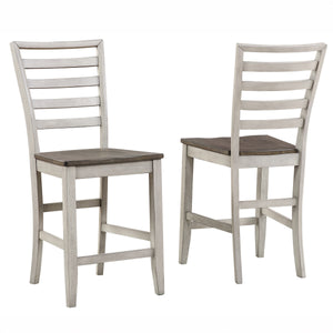 English Elm Steve Silver - Abacus 5-Piece Counter Height Dining Set with Double Drop Leaf, Ladderback Chairs, Smoke Grey Finish B081S00087