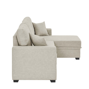 English Elm 84'' Upholstered Sleeper Sofa with Removable Chaise, Hidden Storage, Modern Comfort for Living Rooms Beige B343S00030