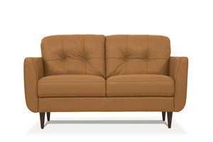English Elm Radwan Italian Leather Loveseat Tufted Mid-century Modern Walnut Legs Living Room B2726P496933