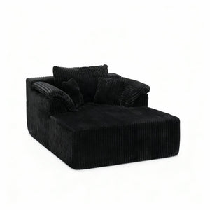 English Elm 60 Inch Oversized Corduroy Cloud Chaise Frameless Deep Seat Lounge for Living Room Black W1919P499870