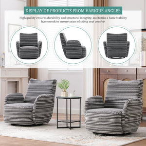 English Elm Modern Boucle 360° Swivel Leisure Chair with High‑Resilience Sponge, Supportive Curve, 550lb Capacity Dark Gray W395P355513