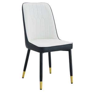 English Elm Modern Two-Tone Pu Dining Chairs Set - Elegant White & Black Upholstery With Gold Accents W1151P217983
