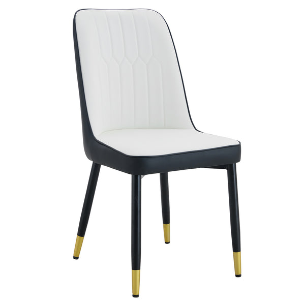 English Elm Modern Two-Tone Pu Dining Chairs Set Of 4 - Elegant White & Black Design With Gold Accents & Comfort W1151P217981