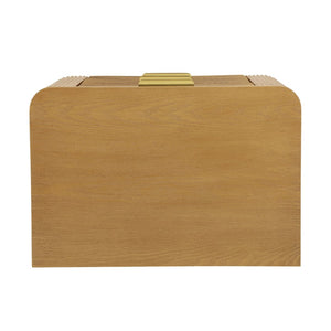 English Elm Mid-century Fluted 3 Drawer Nightstand with Gourd Legs and Gold Tone Handles for Bedroom Natural N761P285712N