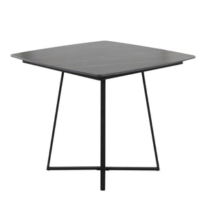 English Elm Dinette Square Ceramic Top Dining Table with Gold Metal Base for Small Spaces B202P471540