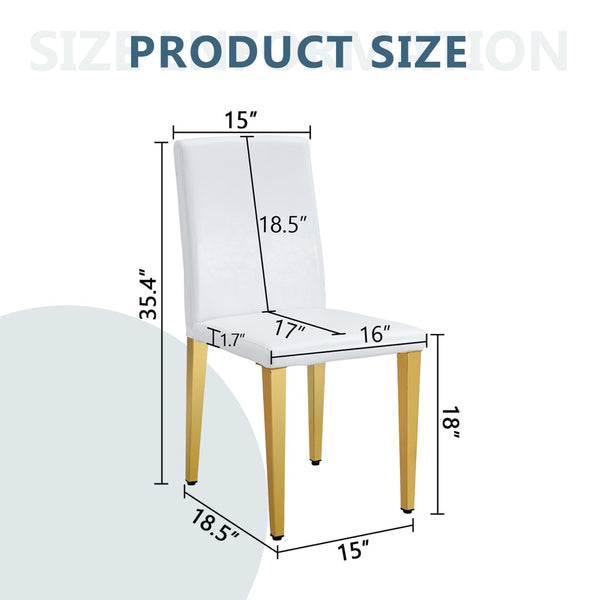 English Elm Set of 4 White Pu Leather Dining Chairs with Black Steel Legs for Modern Interiors W1151P269053