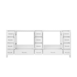 English Elm White Double Bath Vanity 84-in W x 22-in D with Soft-Close Drawers, 14 Drawers & Cabinet Storage B2731P258963