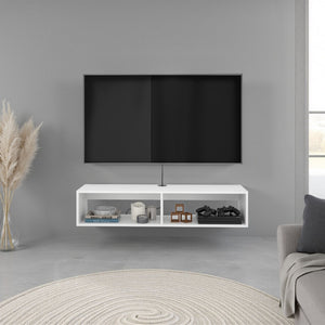 English Elm Klein Wall Mounted Media Console with Open Shelves for Compact Living Spaces B097P474313