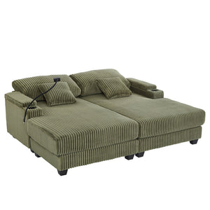 English Elm Swivel Barrel Accent Chair Chenille Tufted Round Club Seat for Living Room Lounge Green N719S002270F