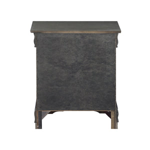 English Elm Solid Solid Pine Nightstand with 2 Drawers, Dark Gray Finish, Metal Hardware, Elegant Molding and Pull Handles for Stylish Bedroom Storage B016P261428