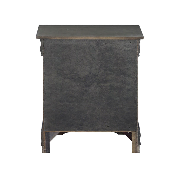 English Elm Solid Solid Pine Nightstand with 2 Drawers, Dark Gray Finish, Metal Hardware, Elegant Molding and Pull Handles for Stylish Bedroom Storage B016P261428