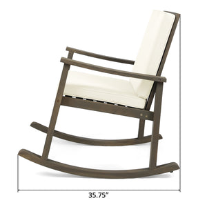 English Elm Christopher Knight Home® - CANDEL Rocking Chair with Acacia Wood Frame and Plush Cushioning — Coastal Comfort, Weather-Resistant Design Cream+Grey 39 L x 28 W x 11.75 H N761P272646M