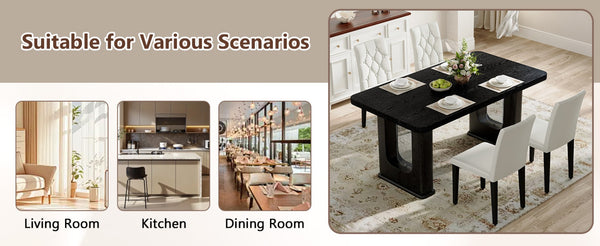 English Elm Table 5-Piece Stylish Dining Set With Textured Black Wood Table & Ergonomic White Pu Chairs W1151S04310-GIGA