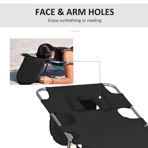 English Elm Outsunny Folding Beach Lounge Chair With Adjustable Backrest, Face Hole & Arm Slots For Ultimate Relaxation W2225P174388-GIGA