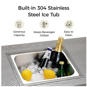 English Elm 47" Outdoor Aluminum Fire Pit Table 50000 Btu Propane with Ice Bucket Station Gray B082P454967