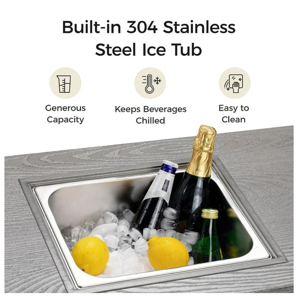 English Elm 47" Outdoor Aluminum Fire Pit Table 50000 Btu Propane with Ice Bucket Station Gray B082P454967