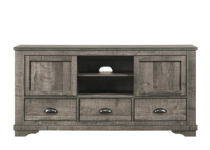 English Elm Contemporary Maidstone TV Console with Sintered Stone Top, Silver-Capped Arrow Legs, Open Storage Gray 66 L x 19 W x 34.5 H B2741P406263