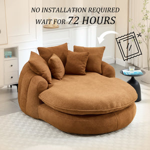 English Elm Oversized Memory Foam Chenille Bean Bag Sofa with Wrap-Around Backrest and Lumbar Support for Adults Orange W395P359410