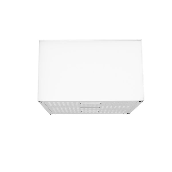 English Elm Rolling Metal Garage Cabinet with Locking Doors Diamond Texture Industrial Storage White B365P398223