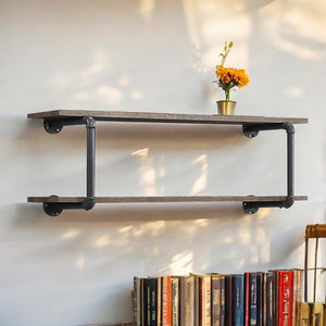 English Elm Brantley Industrial 8-Tier Bookshelf with Metal Frame and Rustic Sandy Gray Finish, Space-Saving Design Oak 45 L x 16 W x 4 H B2726P263368