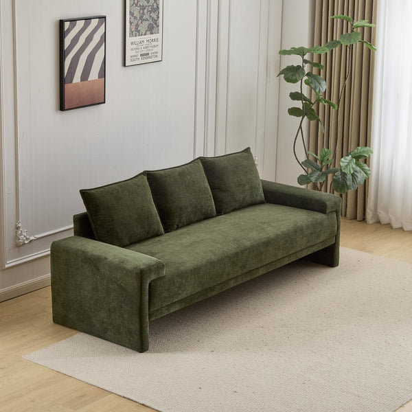 English Elm Christopher Knight Home® - Algora Modern 84.5" 3-Seater Velvet Sofa with Durable Wooden Frame, Breathable Foam Cushions Green N773IS00037G