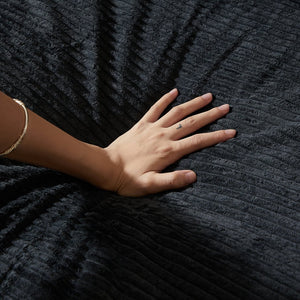 English Elm 99-Inch L-Shaped Sectional Sofa In Black Corduroy, No Assembly, Reversible Chaise & Comfort Pillows W834S00492