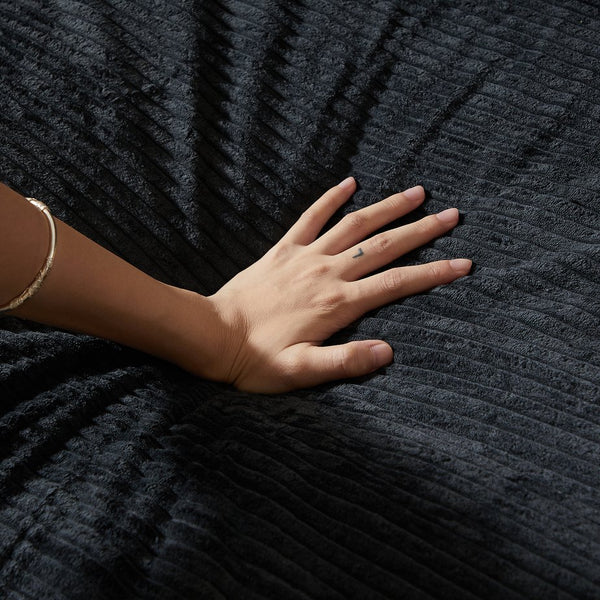 English Elm 99-Inch L-Shaped Sectional Sofa In Black Corduroy, No Assembly, Reversible Chaise & Comfort Pillows W834S00492