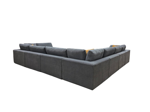 English Elm Coffee Bean Upholstered Modular Sectional with Toss Pillows for Modern Living Rooms B2748S00075