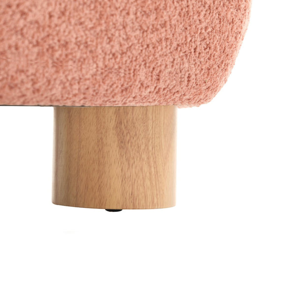 English Elm Boucle Rounded Accent Chair with Rubberwood Legs for Modern Minimalist Living Rooms Coral,Natural Wood N776P423410R