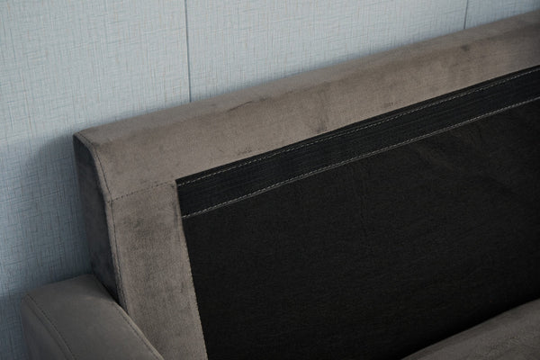 English Elm SOFA, Plush Gray Microfiber with Solid Wood Frame — High-Density Foam Comfort, Durable Support B205P249003